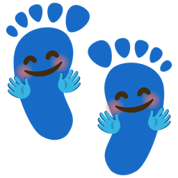 Footprints and Smiling face with open hands