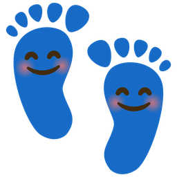 Footprints and Smiling face with smiling eyes