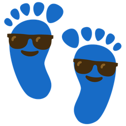 Footprints and Smiling face with sunglasses