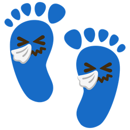 footprints and sneezing face