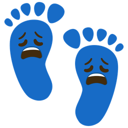 footprints and weary face