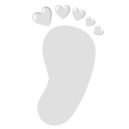 footprints and white heart