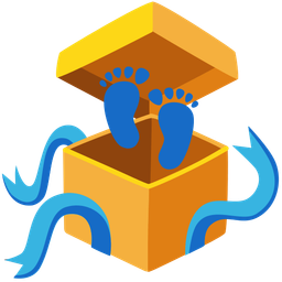 footprints and wrapped gift