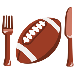 Fork and knife with plate and American football