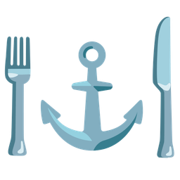 Fork and knife with plate and Anchor