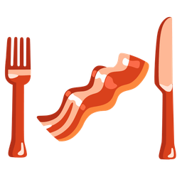 Fork and knife with plate and Bacon