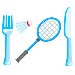 Fork and knife with plate and Badminton