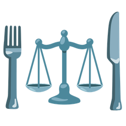 Fork and knife with plate and Balance scale