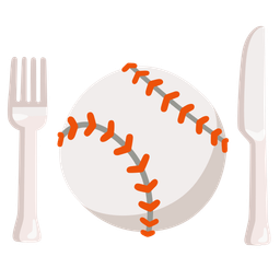 Fork and knife with plate and Baseball