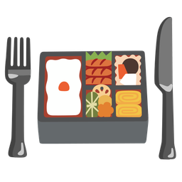 Fork and knife with plate and Bento box