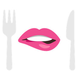 Fork and knife with plate and Biting lip