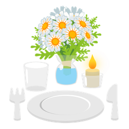 Fork and knife with plate and Blossom