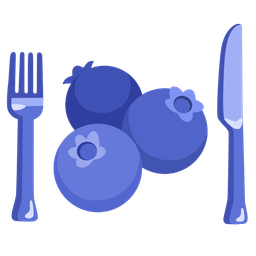 Fork and knife with plate and Blueberries