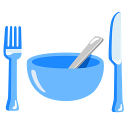 Fork and knife with plate and Bowl with spoon