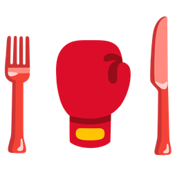 Fork and knife with plate and Boxing glove