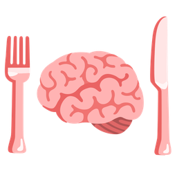Fork and knife with plate and Brain