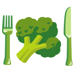 Fork and knife with plate and Broccoli