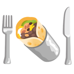 Fork and knife with plate and Burrito