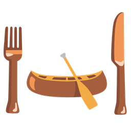 Fork and knife with plate and Canoe