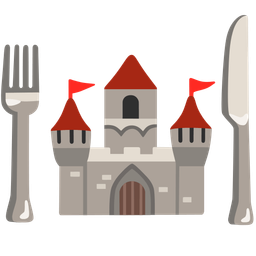Fork and knife with plate and Castle