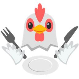 Fork and knife with plate and Chicken