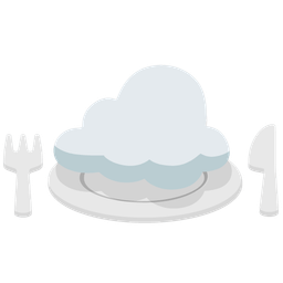 Fork and knife with plate and Cloud