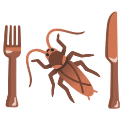 Fork and knife with plate and Cockroach