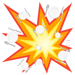 Fork and knife with plate and Collision