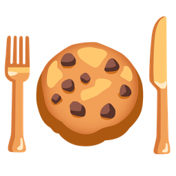 Fork and knife with plate and Cookie