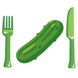 Fork and knife with plate and Cucumber