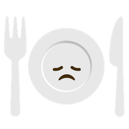 Fork and knife with plate and Disappointed face