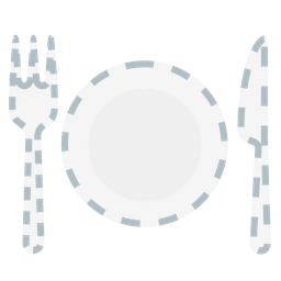Fork and knife with plate and Dotted line face