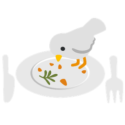 Fork and knife with plate and Dove