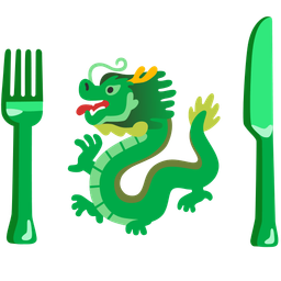Fork and knife with plate and Dragon