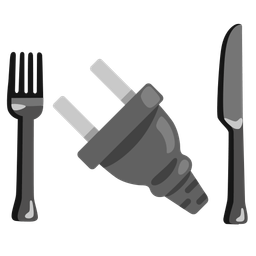 Fork and knife with plate and Electric plug