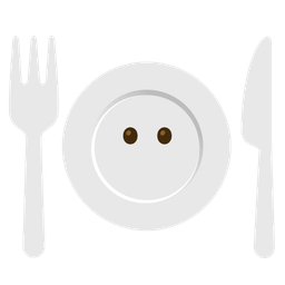 Fork and knife with plate and Face without mouth