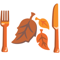 Fork and knife with plate and Fallen leaf