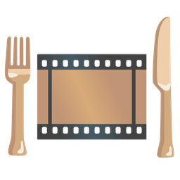 Fork and knife with plate and Film frames