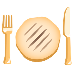 Fork and knife with plate and Flatbread