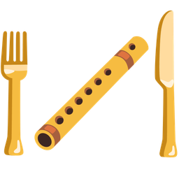 Fork and knife with plate and Flute