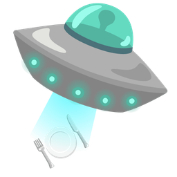 Fork and knife with plate and Flying saucer