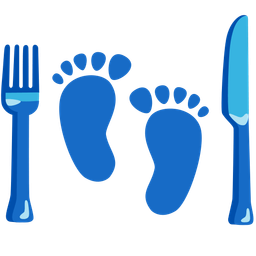 Fork and knife with plate and Footprints