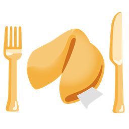 Fork and knife with plate and Fortune cookie