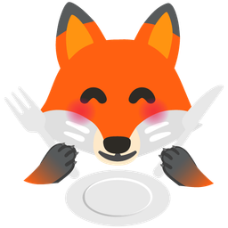 Fork and knife with plate and Fox