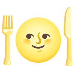 Fork and knife with plate and Full moon face