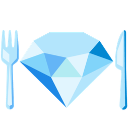 Fork and knife with plate and Gem stone