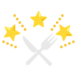 Fork and knife with plate and Glowing star