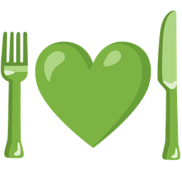 Fork and knife with plate and Green heart