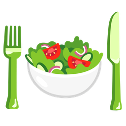 Fork and knife with plate and Green salad