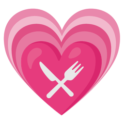 Fork and knife with plate and Growing heart